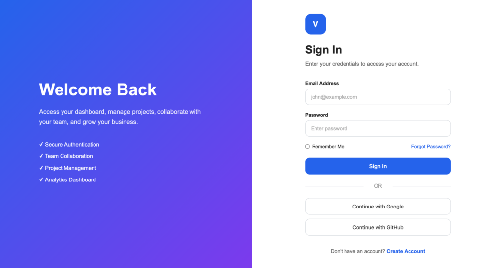 Split Screen Login Form